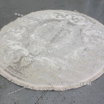 Белый Круглый Ковер Для Гостиной Медальон Дизайн 30533