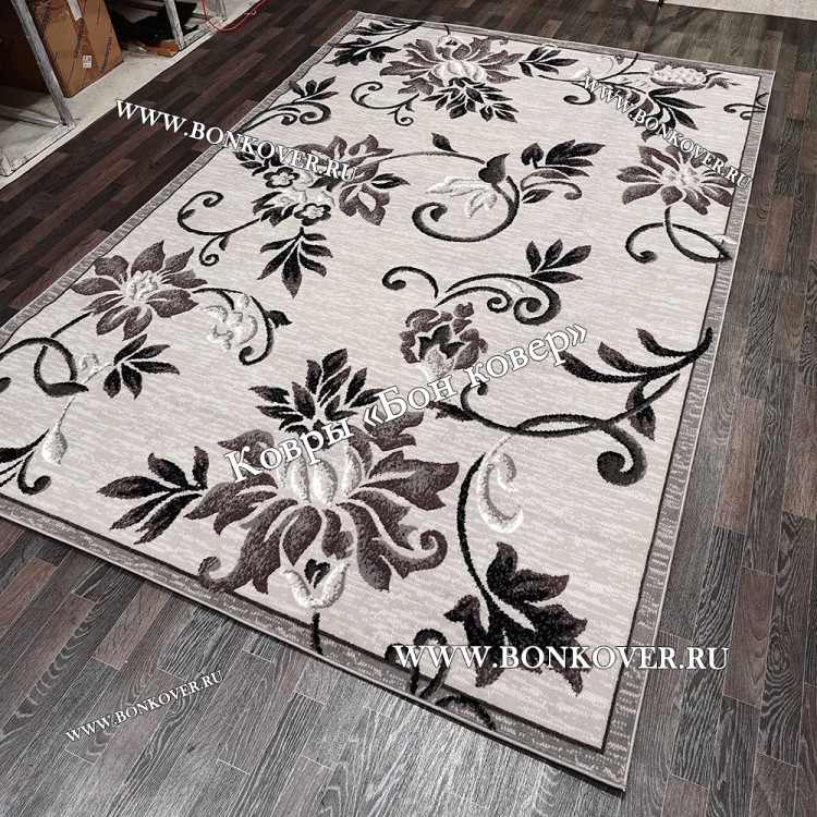 Ковер Лайт Карпет New 2 Дизайн 10 Серый с сиреневым прямоугольный